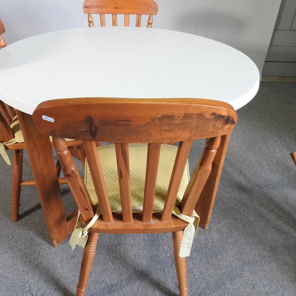 A 1970's Formwood Ltd circular dining table, 109cm diameter, together with a set of four stained - Image 2 of 8