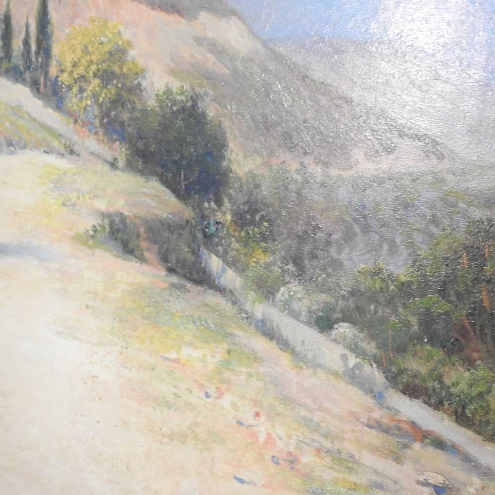 Jules Francoise Archille Ambroise, 19th/20th century, lady on a hillside, signed and dated 1914, oil - Image 3 of 4