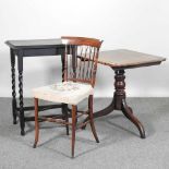 A 19th century occasional table, with a hinged top, on a tripod base, together with a 1920's