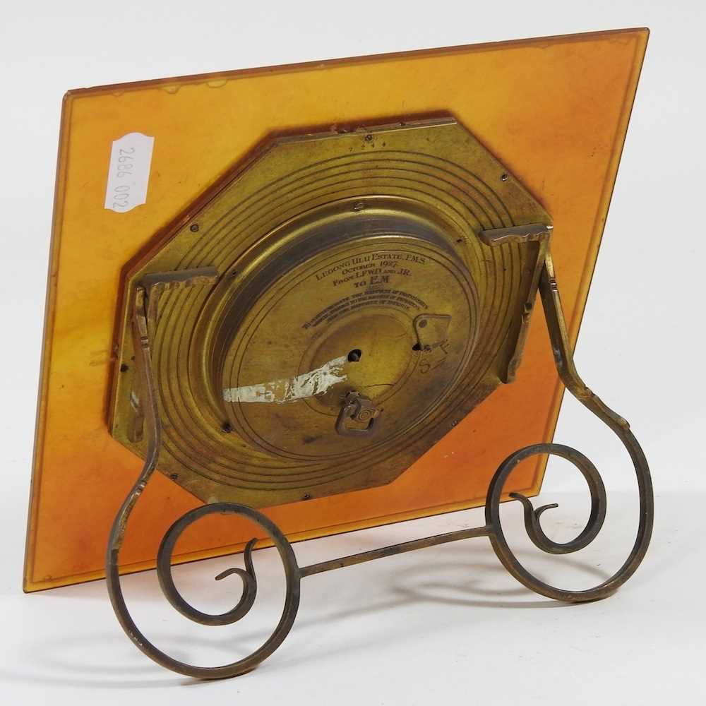 An Art Deco bakelite cased strut clock, by Asprey's, with an eight day movement, stamped Legong - Image 3 of 5