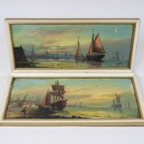 George Callow, act. 1858-1873, coastal scenes with fishing vessels, signed oil on panel, each 12 x