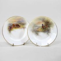 A Royal Worcester cabinet plate, painted with highland cattle by Harry Stinton, printed marks,