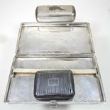 An Indian white metal pocket cigarette case, engraved to the inside with USA petrol line,