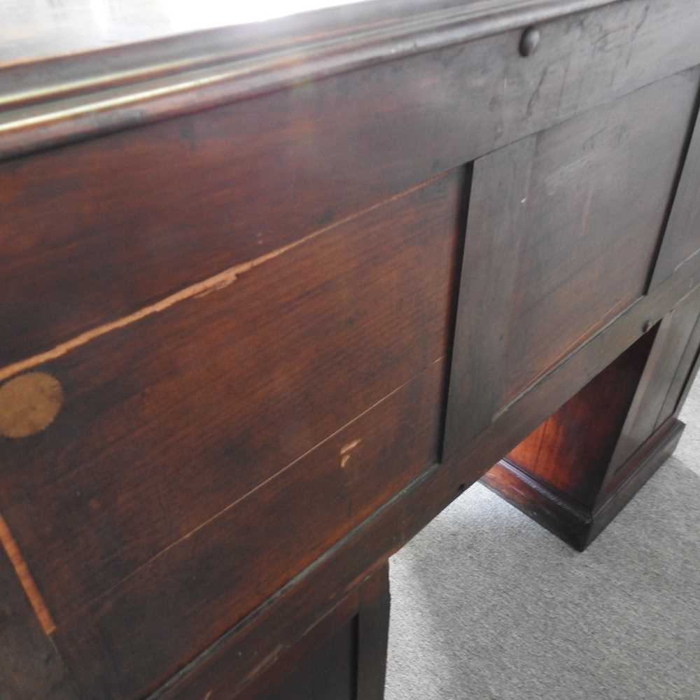 A large Victorian mahogany cylinder desk, the fitted interior with a sloping writing surface, on a - Image 2 of 7