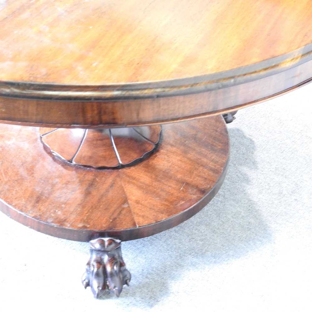 A Victorian hardwood breakfast table, with a hinged circular top, on a platform base 115w x 81h cm - Image 6 of 6