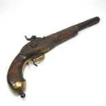 An 18th century style percussion pistol, 38cm long Overall looks to be complete. Crudely made.