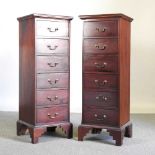 A pair of Indonesian hardwood narrow chests (2) 43w x 40d x 120h cm