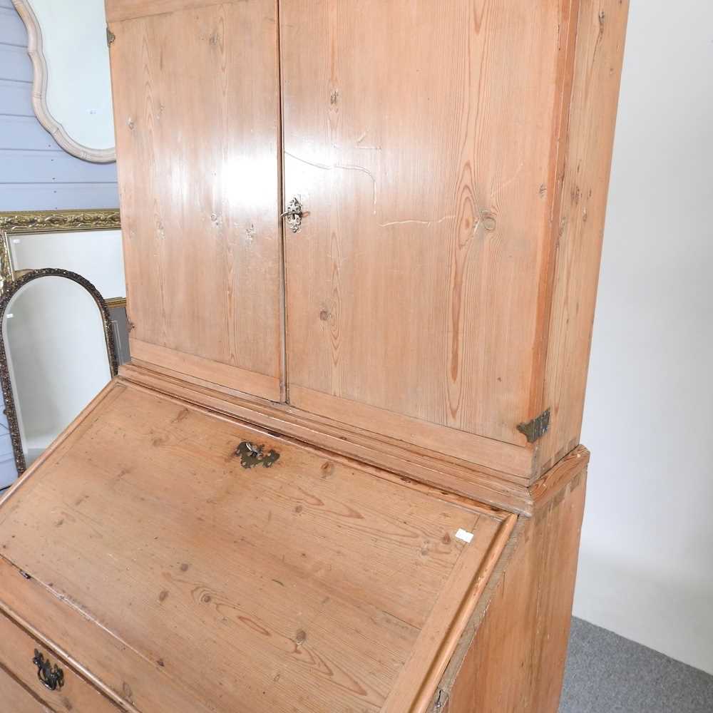 A 19th century stripped pine bureau cabinet, with a fitted interior 96w x 55d x 179h cm - Image 3 of 5