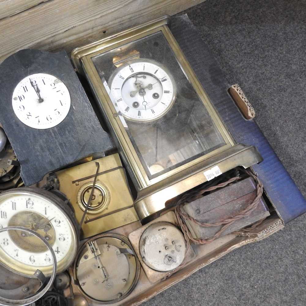 A 19th century four glass mantel clock, for restoration, together with a collection of clock parts - Image 6 of 6