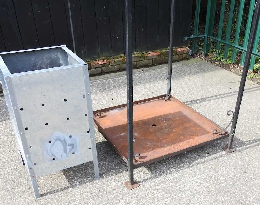 A metal garden gazebo, together with a galvanised incinerator (2) 105w x 105x 200h cm - Image 3 of 5