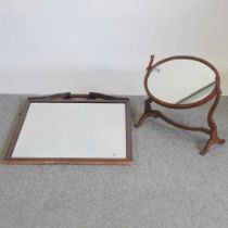 An Edwardian wall mirror, together with a swing frame toiletry mirror (2)