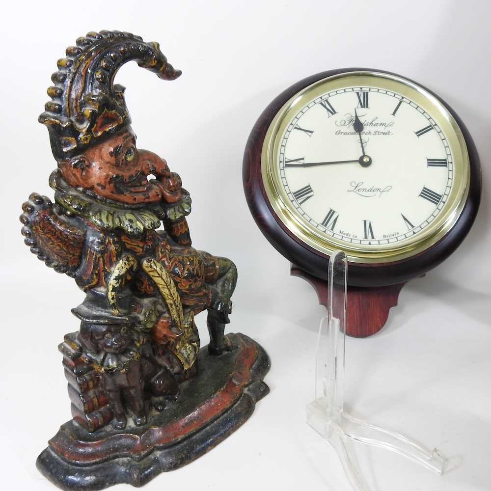 A cast iron Mr Punch doorstop, together with a collection of clocks, cutlery and metalwares, to - Image 6 of 8