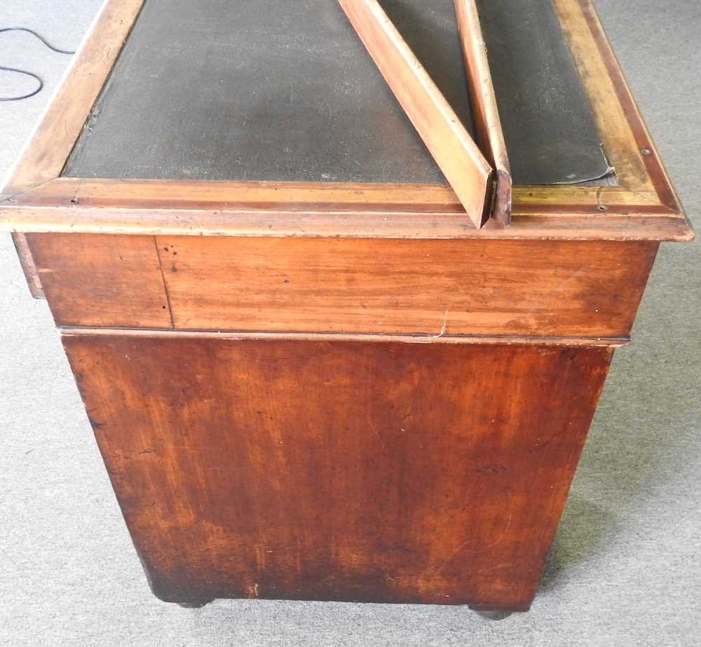 A 19th century campaign style pedestal desk, with a removable gallery back and inset writing surface - Image 5 of 6