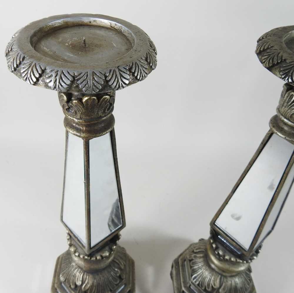 A pair of Italian style mirrored pricket candlesticks, 47cm high (2) - Image 4 of 4