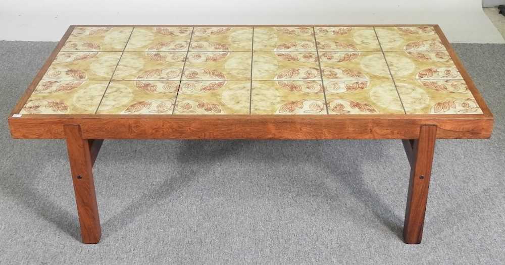 A 1960's Danish teak coffee table, with a tiled top 126w x 66d x 43h cm - Image 3 of 5