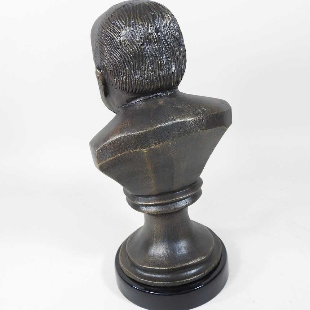 A bronzed portrait bust of Sir Winston Churchill, 32cm high - Image 2 of 4