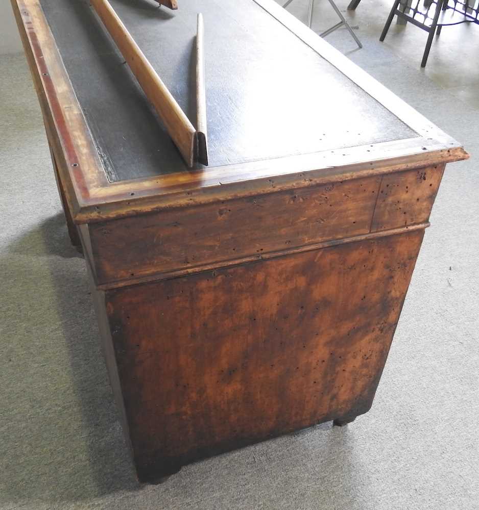 A 19th century campaign style pedestal desk, with a removable gallery back and inset writing surface - Image 2 of 6