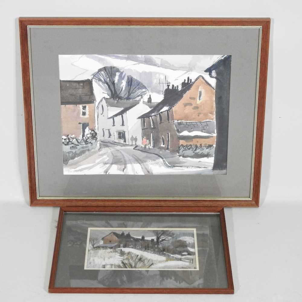 John Tookey, b1947, Suffolk town, signed and dated '80, watercolour, 34 x 46cm, together with
