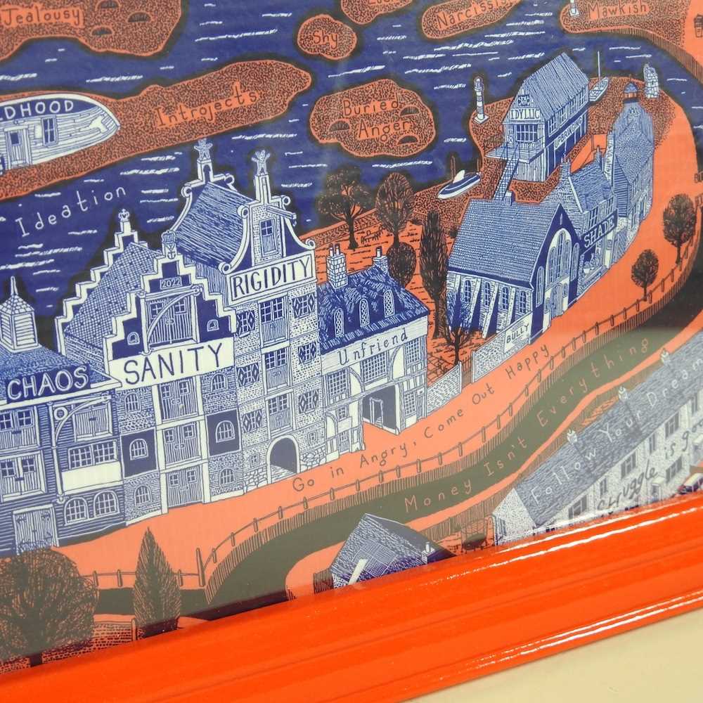 Sir Grayson Perry, CBE, RA Hons, FRIBA, b1963, Our Town, printed and stitched cloth, 39 x 59cm, - Image 2 of 6