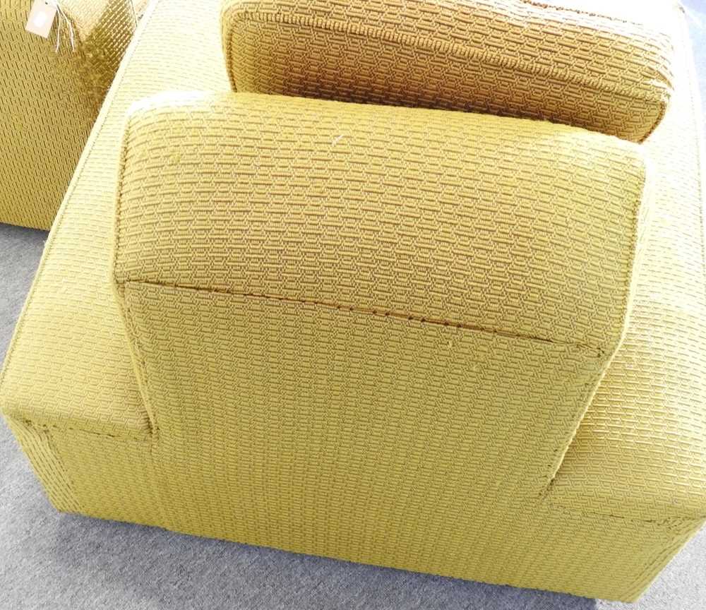 A pair of large Art Deco yellow upholstered armchairs (2) - Image 4 of 9