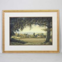 Michael John Pettersson, b1939, Flatford, Autumn, signed watercolour, 48 x 72cm, bearing a label for
