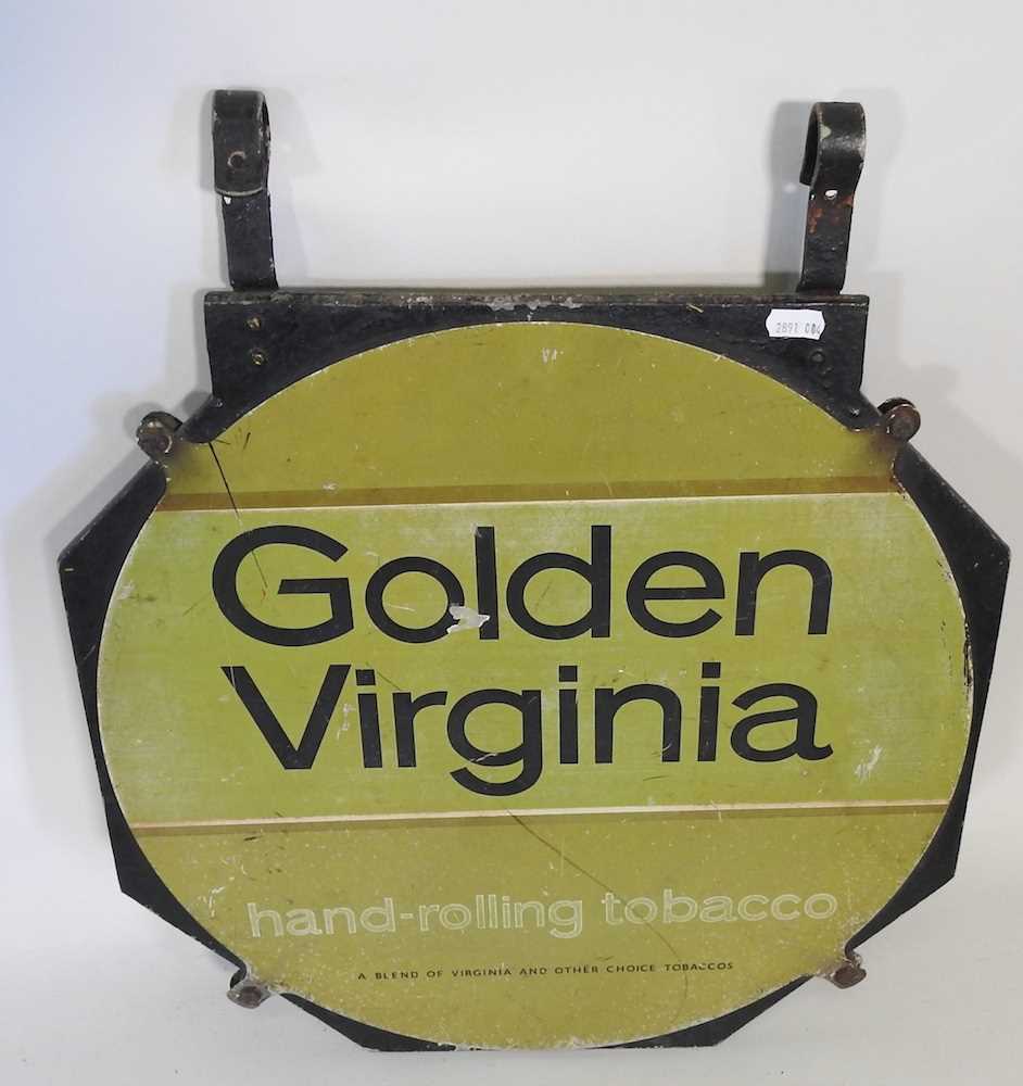 A vintage Golden Virginia Cigarettes and Woodbines double sided painted shop advertising sign, on - Image 2 of 7
