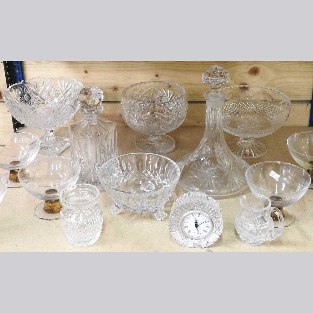 A cut glass ship's decanter, together with various glassware, to include bowls