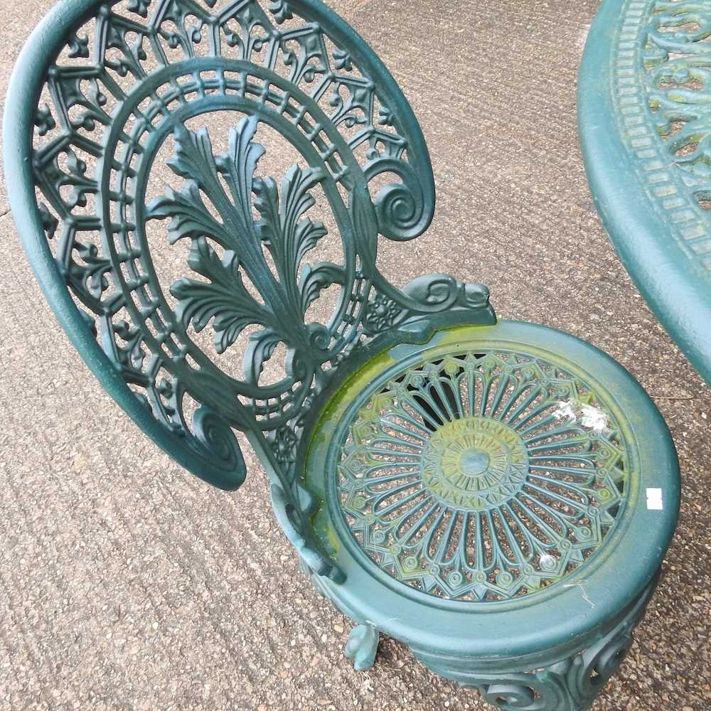 A green painted aluminium garden table and four chairs (5) - Image 5 of 5