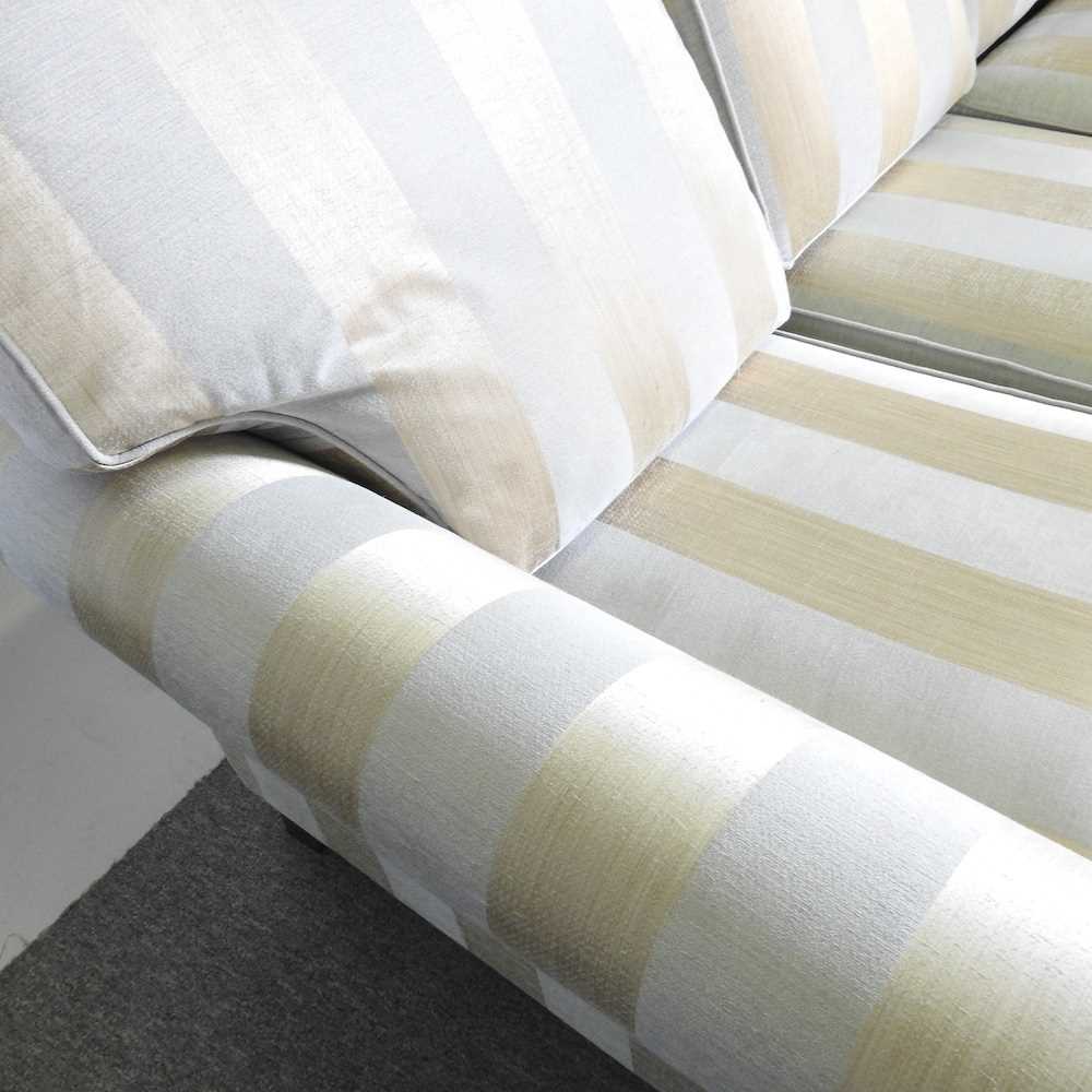 An Alston cream and gold striped two seater sofa, 200cm, together with a pair of matching - Image 5 of 10