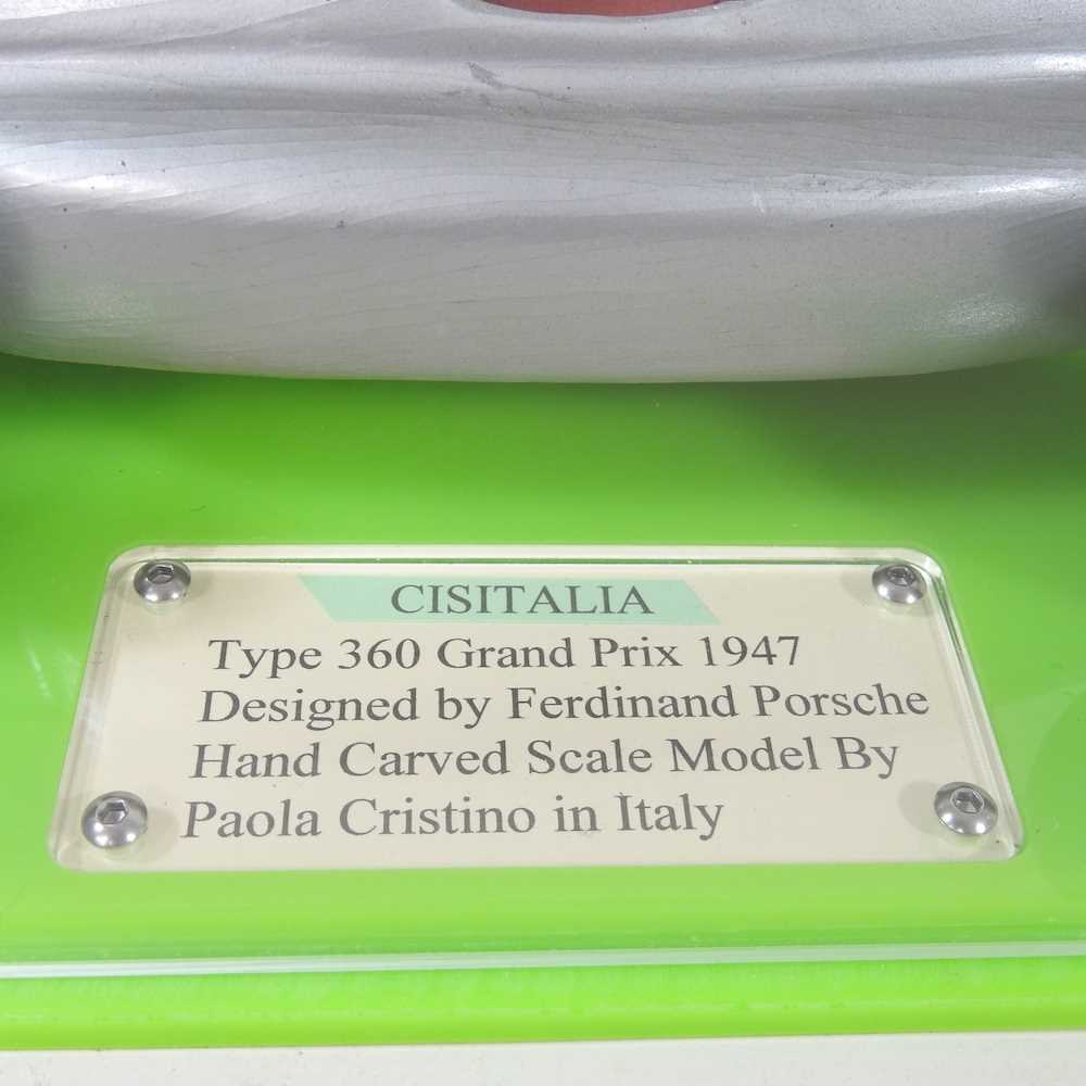 Paola Cristino, 20th century, a hand carved model of a Cisitalia Type 360 Porshe Grand Prix 1947 - Image 3 of 7