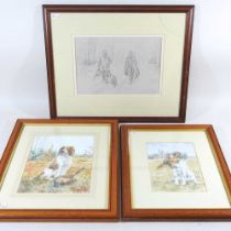 Mandy Dearsley, 20th century, A Good Retrieve, signed watercolour, 24 x 19cm, together with two