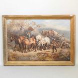 Harden Sidney Melville, 1824-1894, a horse drawn timber wagon, oil on canvas, 50 x 75cm Oveall