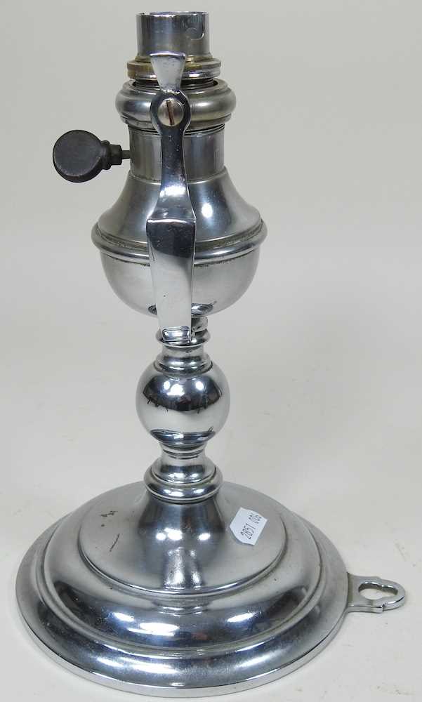 An early 20th century chrome ship's table lamp, with a gimbal fitting, 23cm high - Image 3 of 6