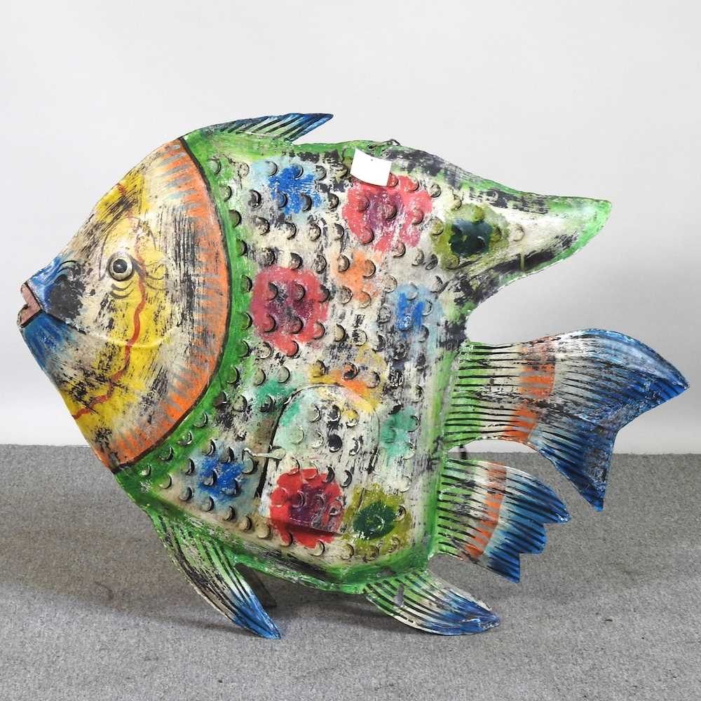 A large painted model of a fish, 80cm high