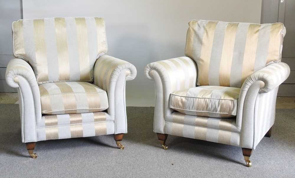 An Alston cream and gold striped two seater sofa, 200cm, together with a pair of matching - Image 10 of 10