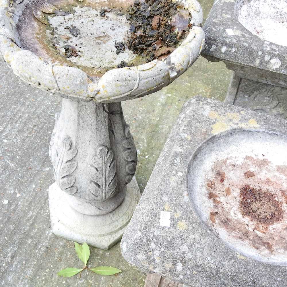 A pair of cast stone bird baths, 54cm high, together with another (3) - Bild 2 aus 4