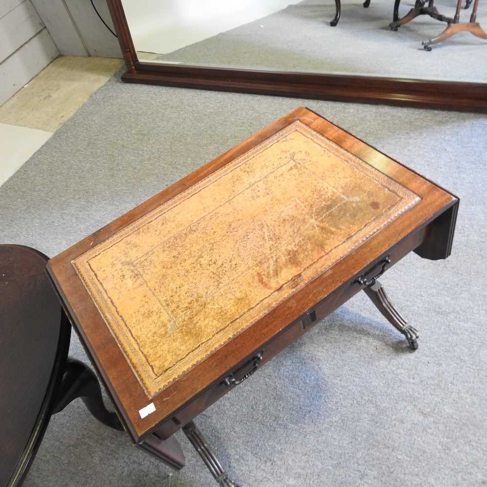 A reproduction sofa table, together with a painted firescreen, a coffee table and a Victorian - Image 4 of 6