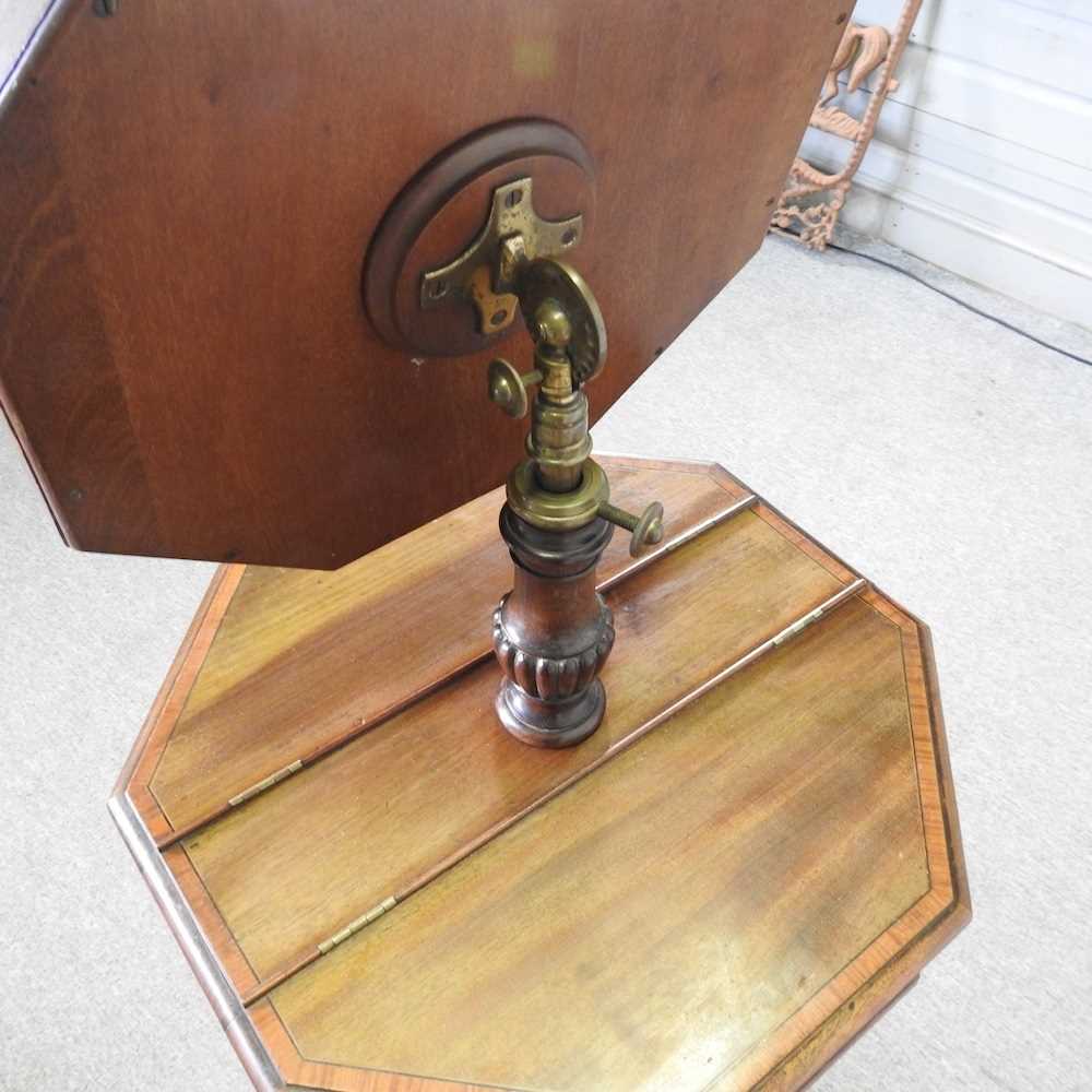 An Edwardian mahogany and inlaid shaving stand, with an adjustable mirror, 134cm high, with a - Image 3 of 4