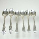 A collection of four silver Old English pattern teaspoons and two others, London 1934, 70g (6)