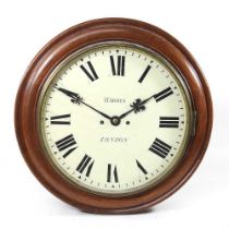 A 19th century mahogany dial clock, the painted thirteen inch dial signed Harris, London, having