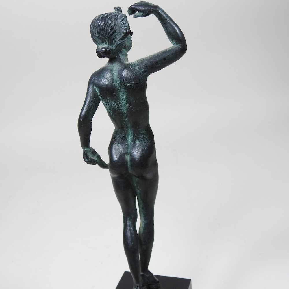 A small bronzed figure of lady, on a plinth base, 25cm high, together with another (2) - Image 2 of 5