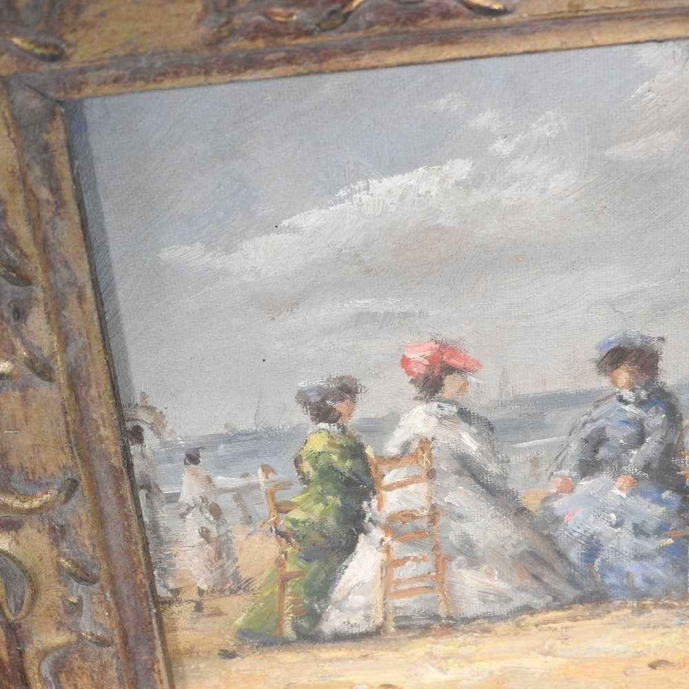 Continental school, 20th century, beach scene with figures, signed indistinctly, oil on panel, 20 - Image 3 of 6