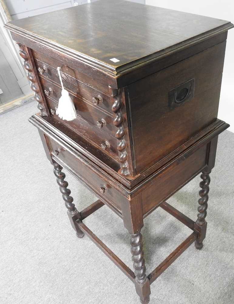 A 1920's canteen of silver plated cutlery, with a hinged lid and drawers below, with a twelve - Image 2 of 8