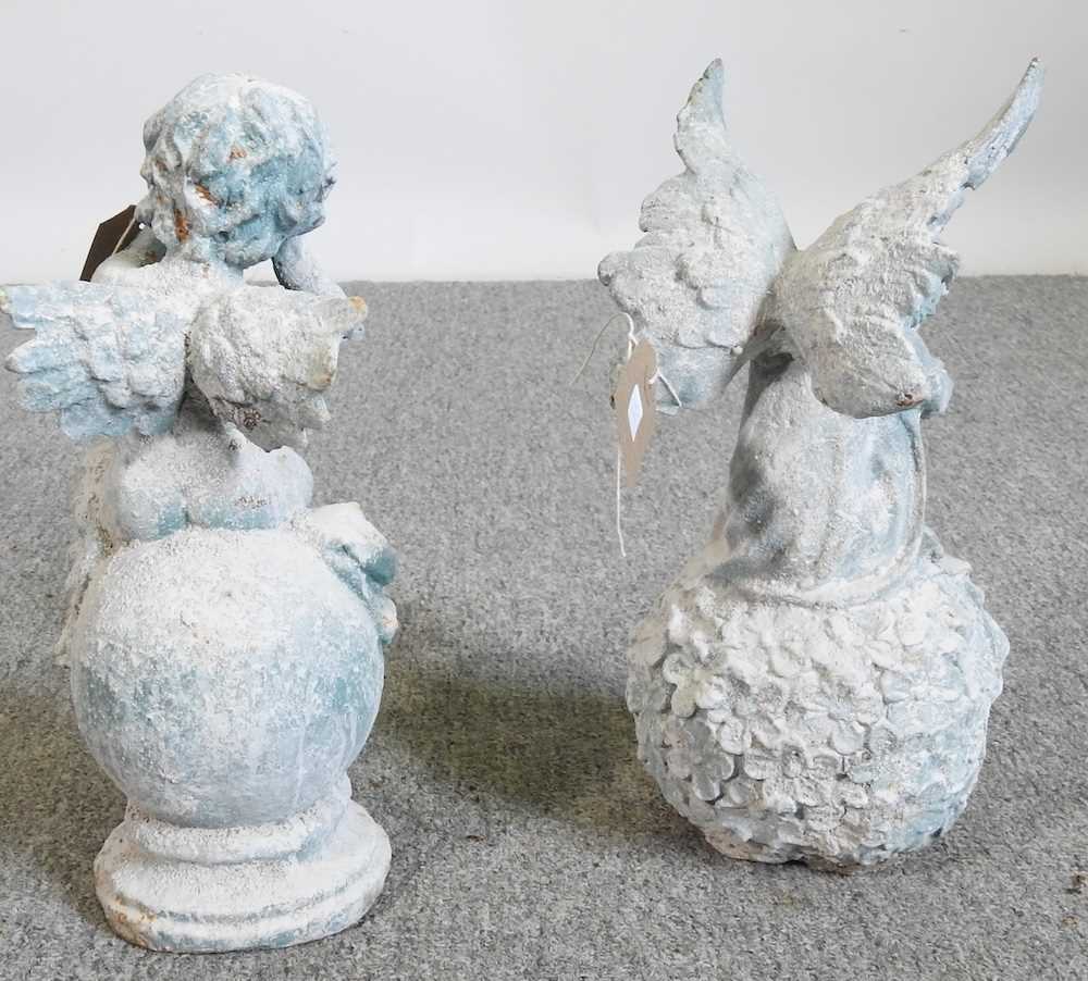 A model of an angel, on a ball, together with another, 30cm high (2) - Image 2 of 2