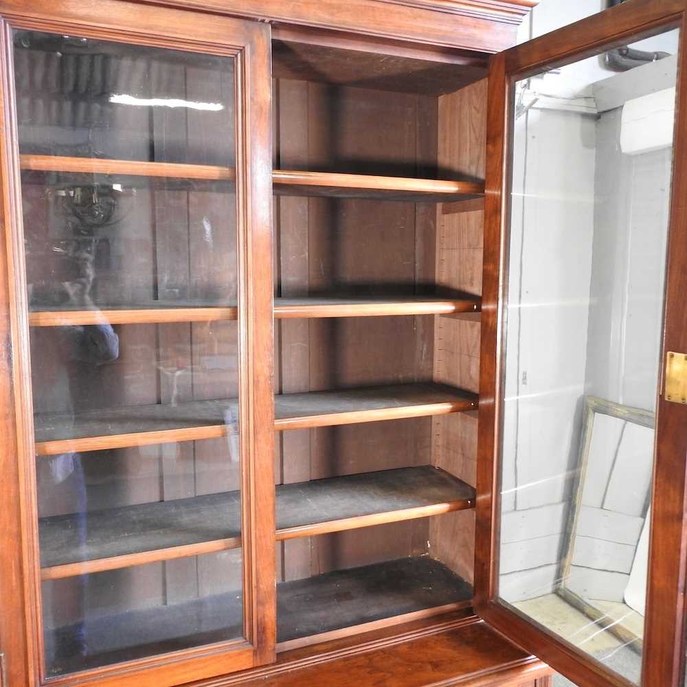 A Victorian walnut cabinet bookcase, fitted with shelves 107w x 46d x 222h cm - Image 3 of 5