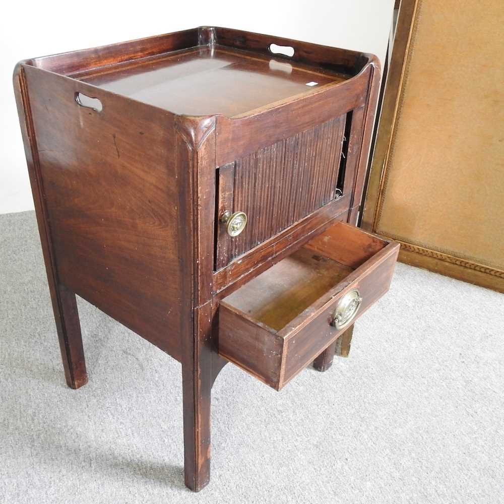 A George III mahogany and inlaid tray top commode, 49cm wide, together with an early 20th century - Image 3 of 6
