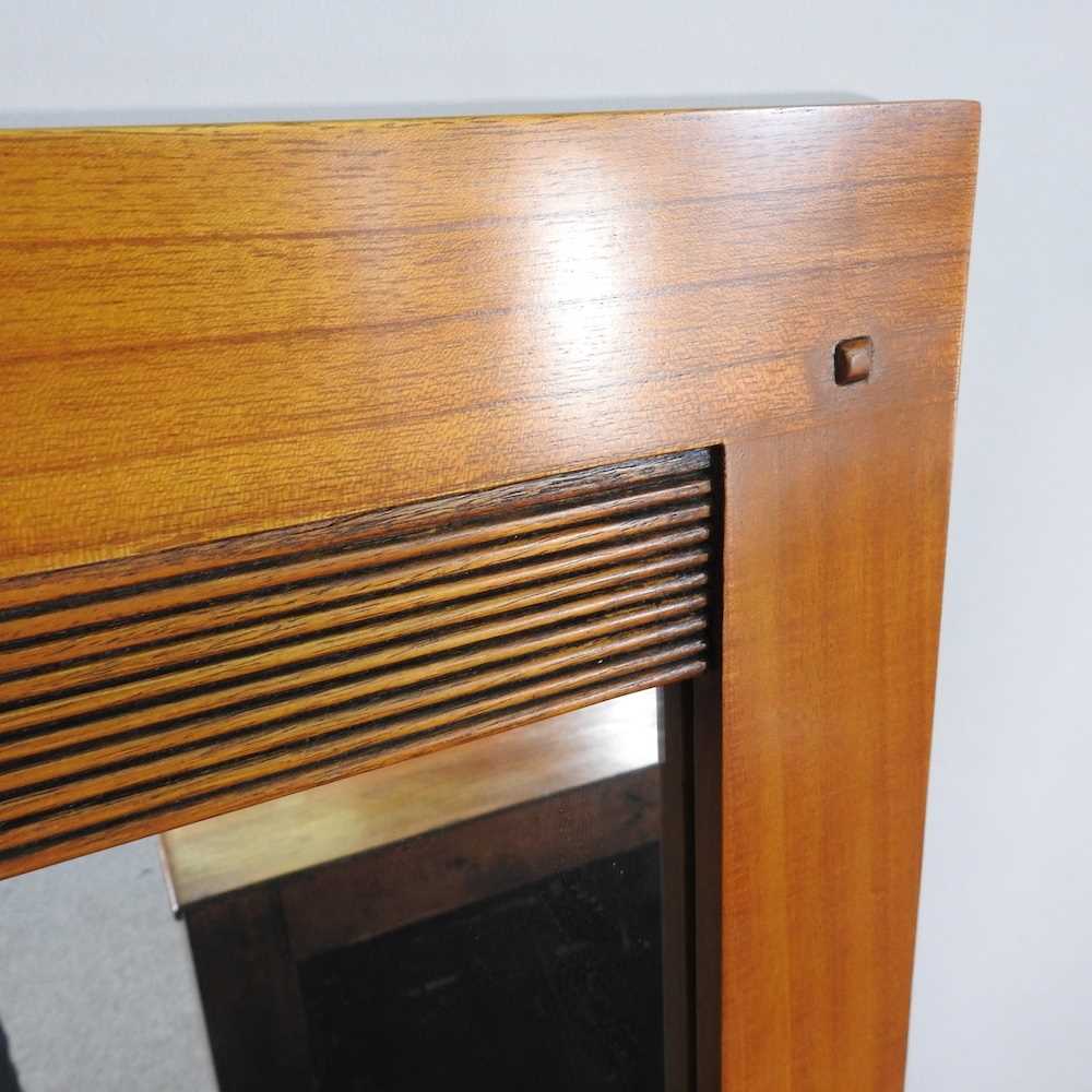 A small mid 20th century walnut bow front chest of drawers, together with a modern wall mirror, 90 x - Image 2 of 3