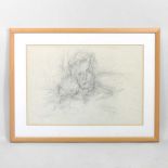Attributed to Christopher Pemberton, 1923-2010, portrait head, unsigned pencil on paper, 37 x