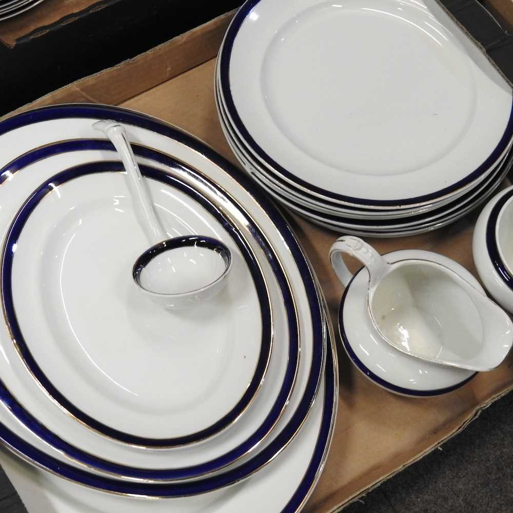 An early 20th century Woods & son part dinner service, with blue borders, to include tureens - Image 3 of 5