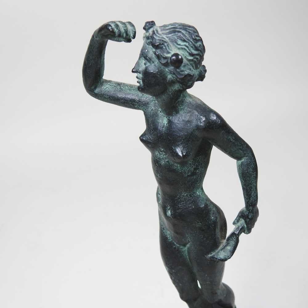A small bronzed figure of lady, on a plinth base, 25cm high, together with another (2) - Image 5 of 5